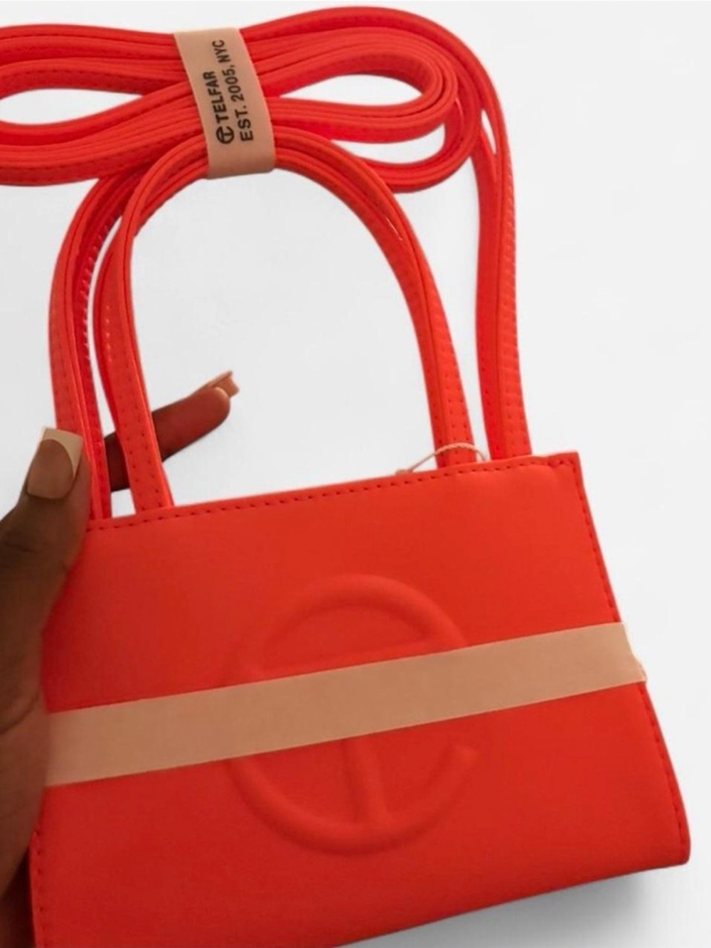 Telfar Coral-Red Mini Shopper with Removable Strap